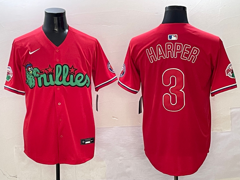 Men's Philadelphia Phillies Bryce Harper #3 Red Jersey
